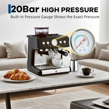 Espresso Machine with Grinder 20 Bar Stainless Steel 2