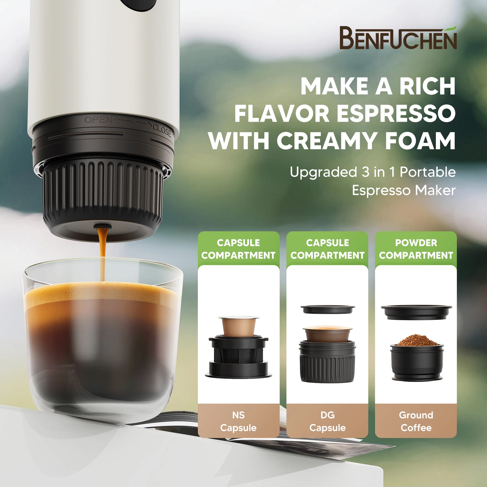 3-In-1 Electric Semi-Automatic Espresso Machine Type-C 12