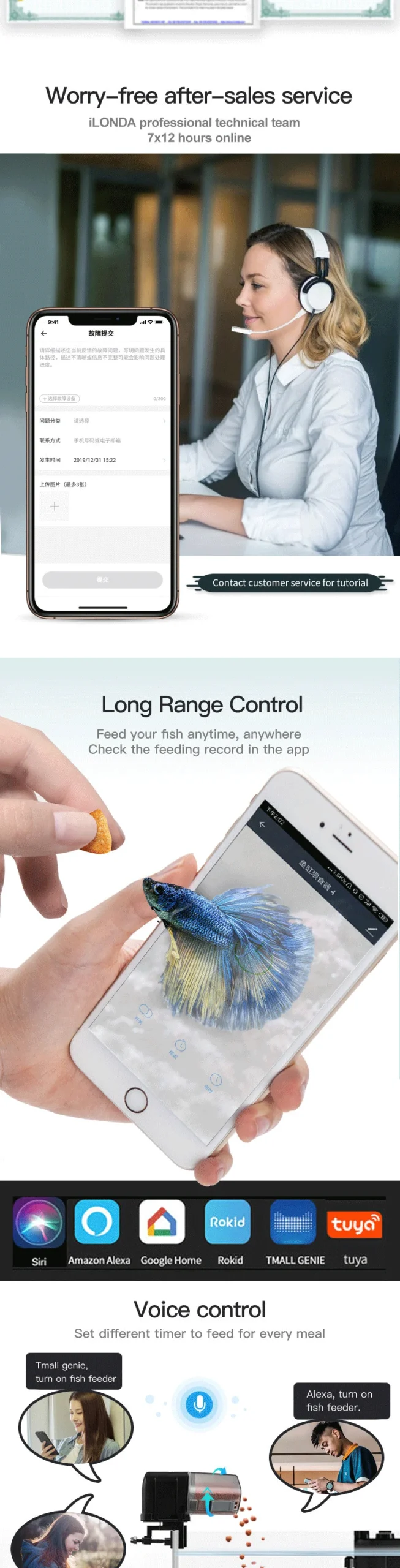 Ilonda WiFi Fish Feeder Organ Smart Control Aquarium Tank 11