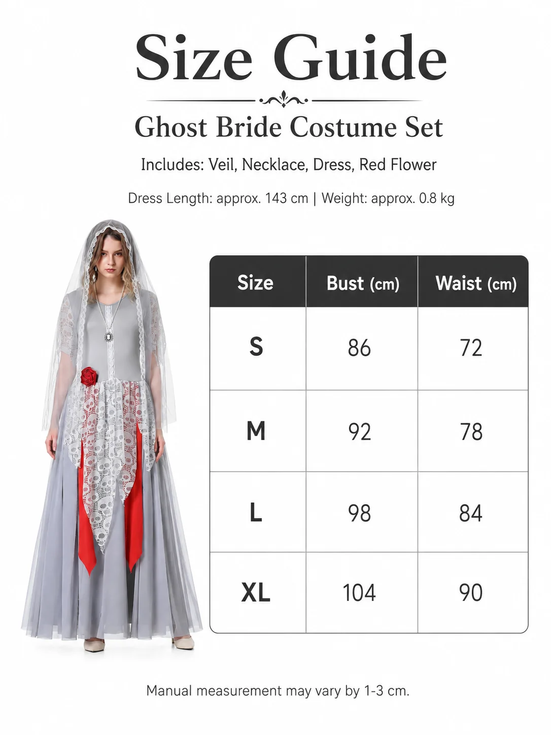 Women Halloween Ghost Bride Cosplay Costume Grey Long Lace 8 | PricZone Women Halloween Ghost Bride Cosplay Costume Grey Long Lace 8 | PricZone