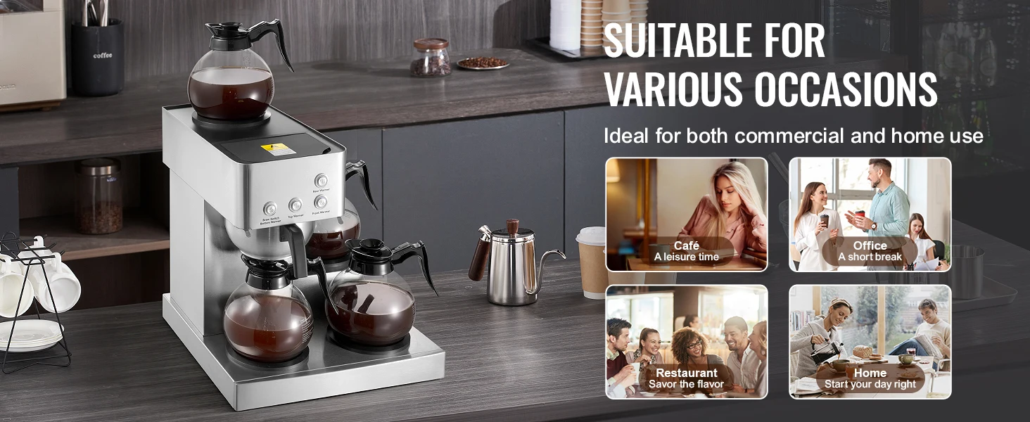 Succebuy Commercial Drip Coffee Maker with Glass Carafes 19