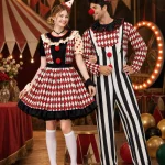Couples Clown Costume for Men Women Retro Circus Diamond 5 | PricZone Couples Clown Costume for Men Women Retro Circus Diamond 5 | PricZone