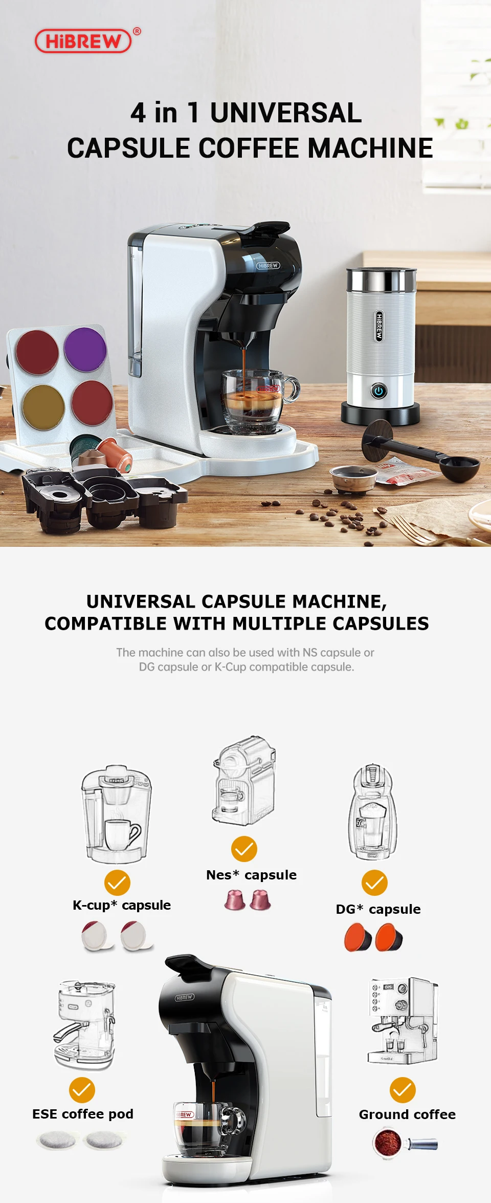 Hibrew 4 In 1 Multiple Capsule Coffee Maker Full Automatic 10