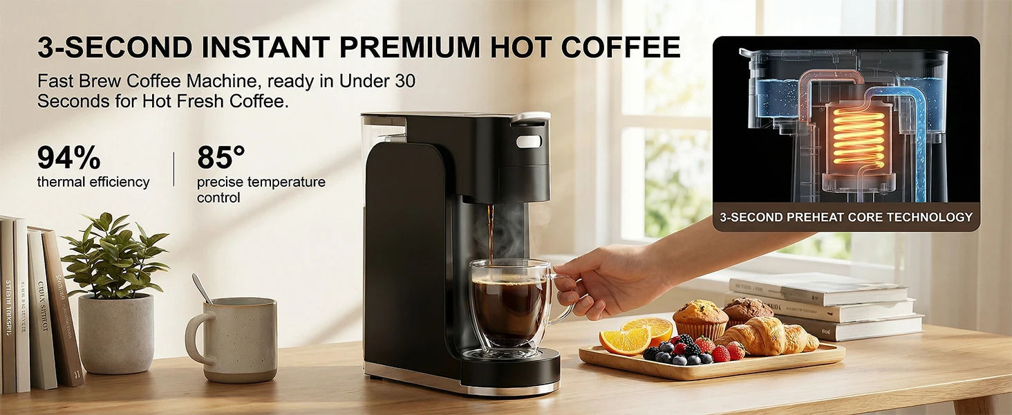 All-In-1 Single Serve Coffee Machine Hot and Iced Maker 11