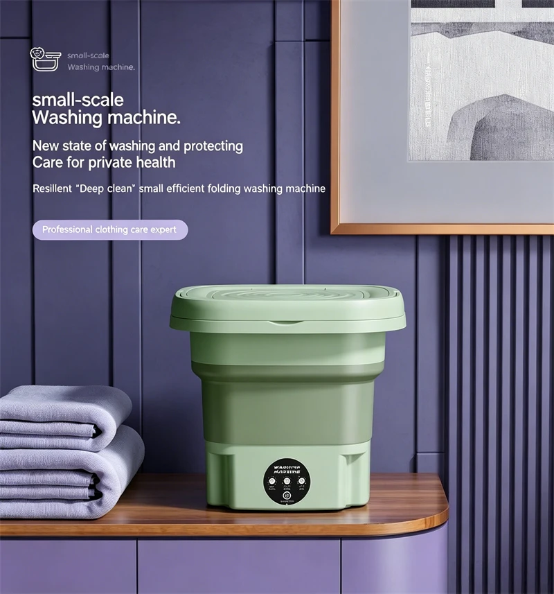7L Small Foldable Washing Machine with Spin Dryer for Socks 8