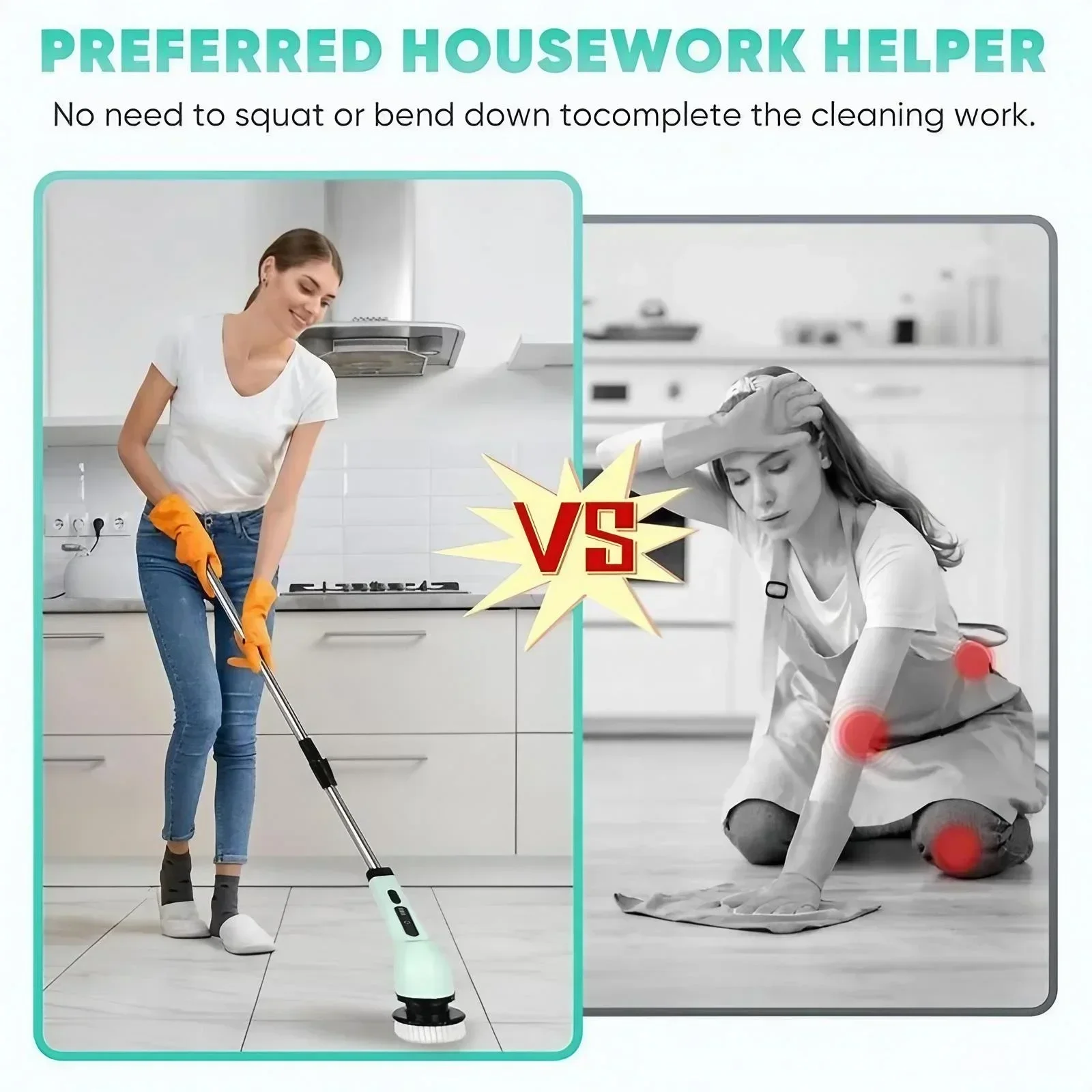 Electric Spin Scrubber Rechargeable Cordless with 3/9 Brushes 19