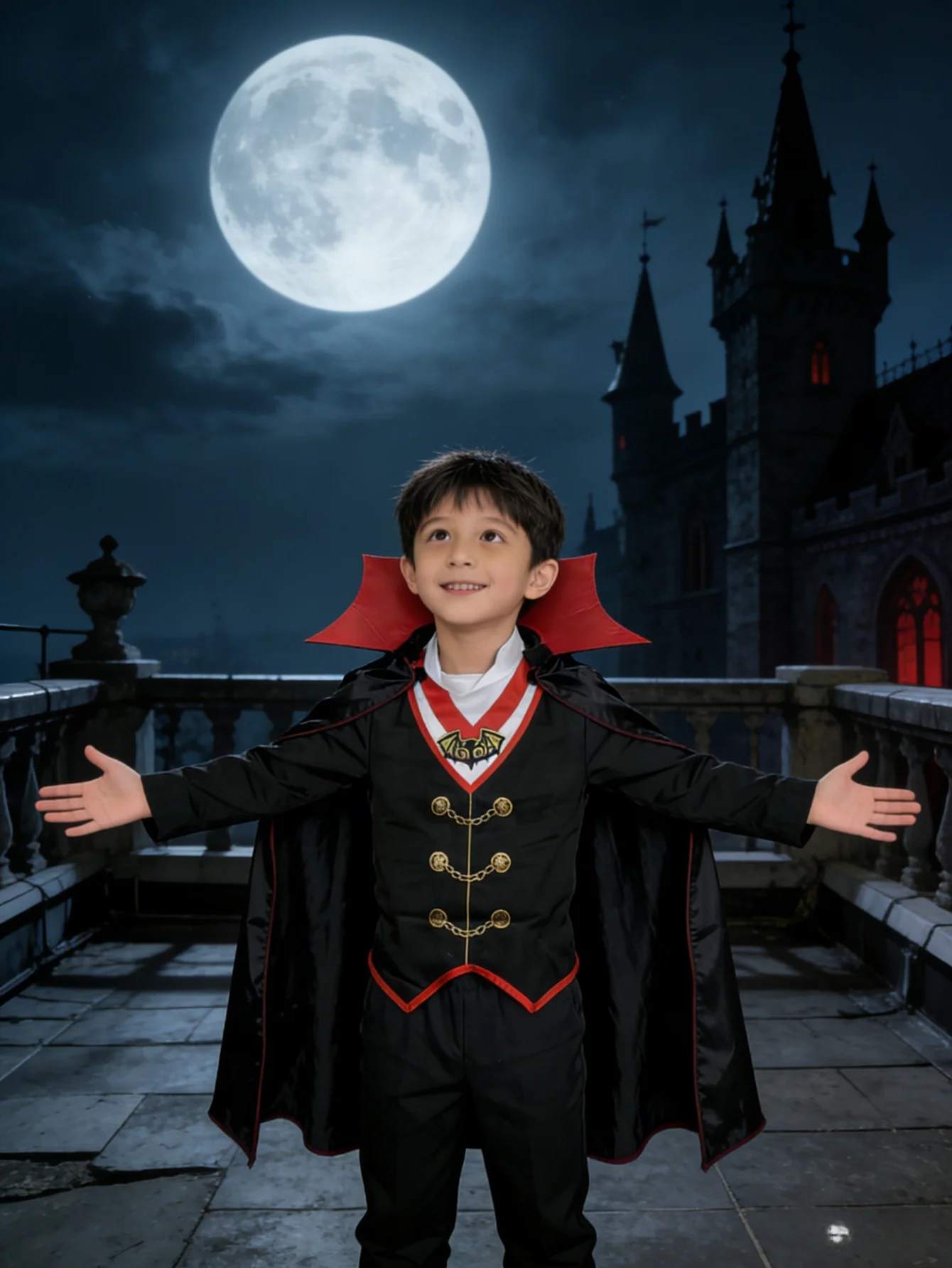 Boys Gothic Vampire Full Costume with Pointed Collar Cloak 1 | PricZone Boys Gothic Vampire Full Costume with Pointed Collar Cloak 1 | PricZone