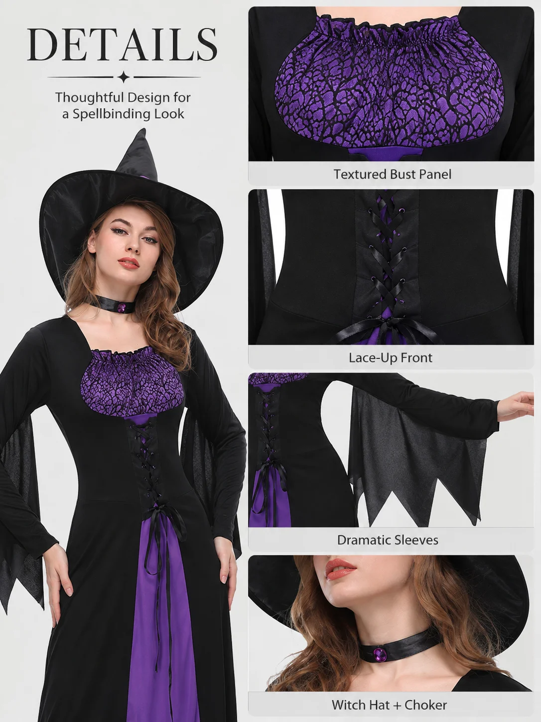 Women Classic Witch Costume Set Long Sleeve FloorLength 6 | PricZone Women Classic Witch Costume Set Long Sleeve FloorLength 6 | PricZone