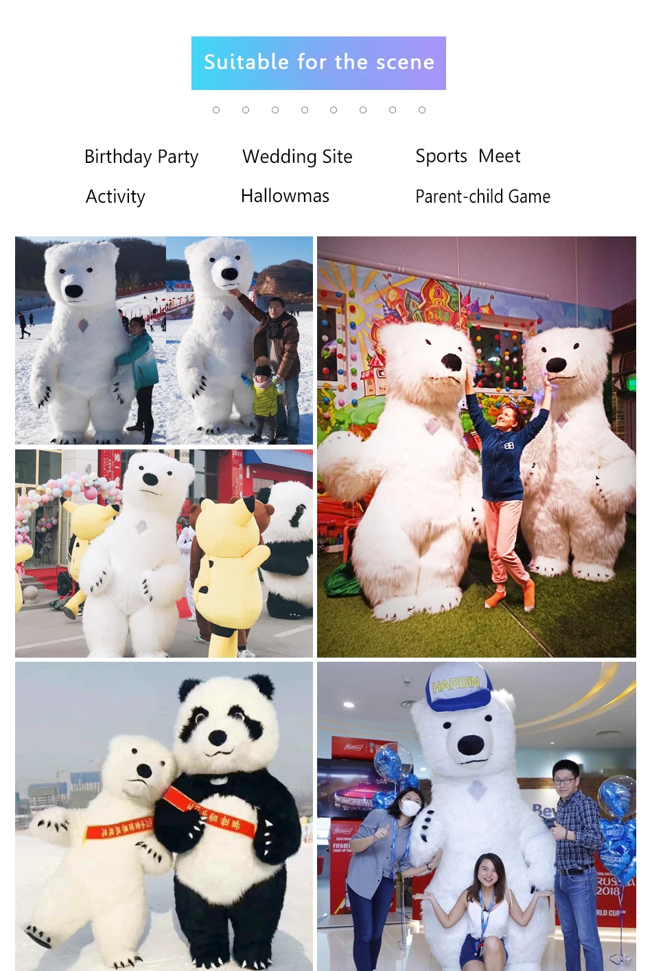 US Stock Inflatable Polar Bear Costume Mascot 20