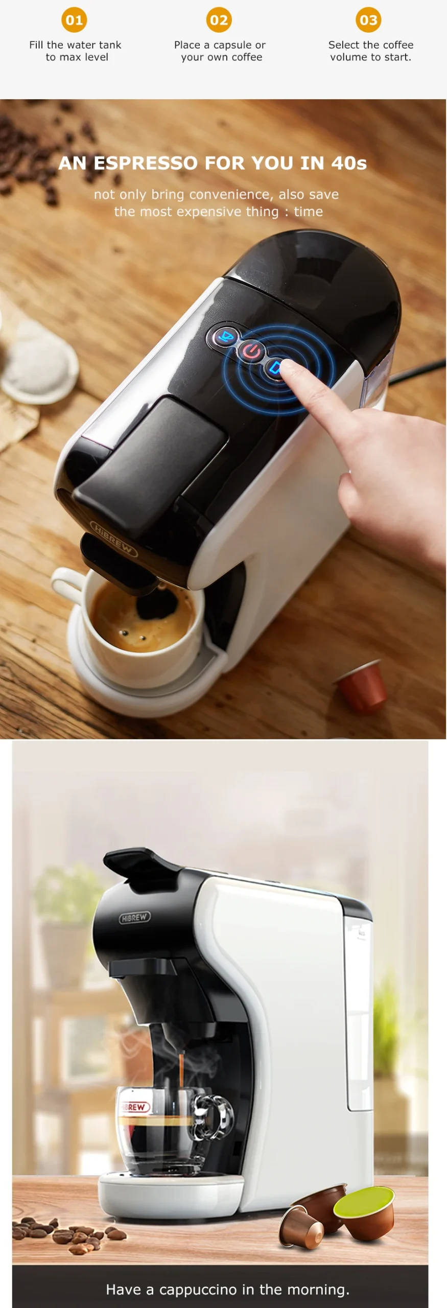 Hibrew 4 In 1 Multiple Capsule Coffee Maker Full Automatic 18