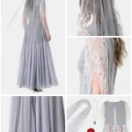 Women Halloween Ghost Bride Cosplay Costume Grey Long Lace 7 | PricZone Women Halloween Ghost Bride Cosplay Costume Grey Long Lace 7 | PricZone