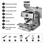 20 Bar Espresso Machine with Grinder Milk Frother Coffee 8 | PricZone
