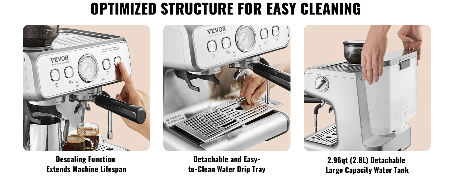 Succebuy Espresso Machine with Grinder 15 Bar 15