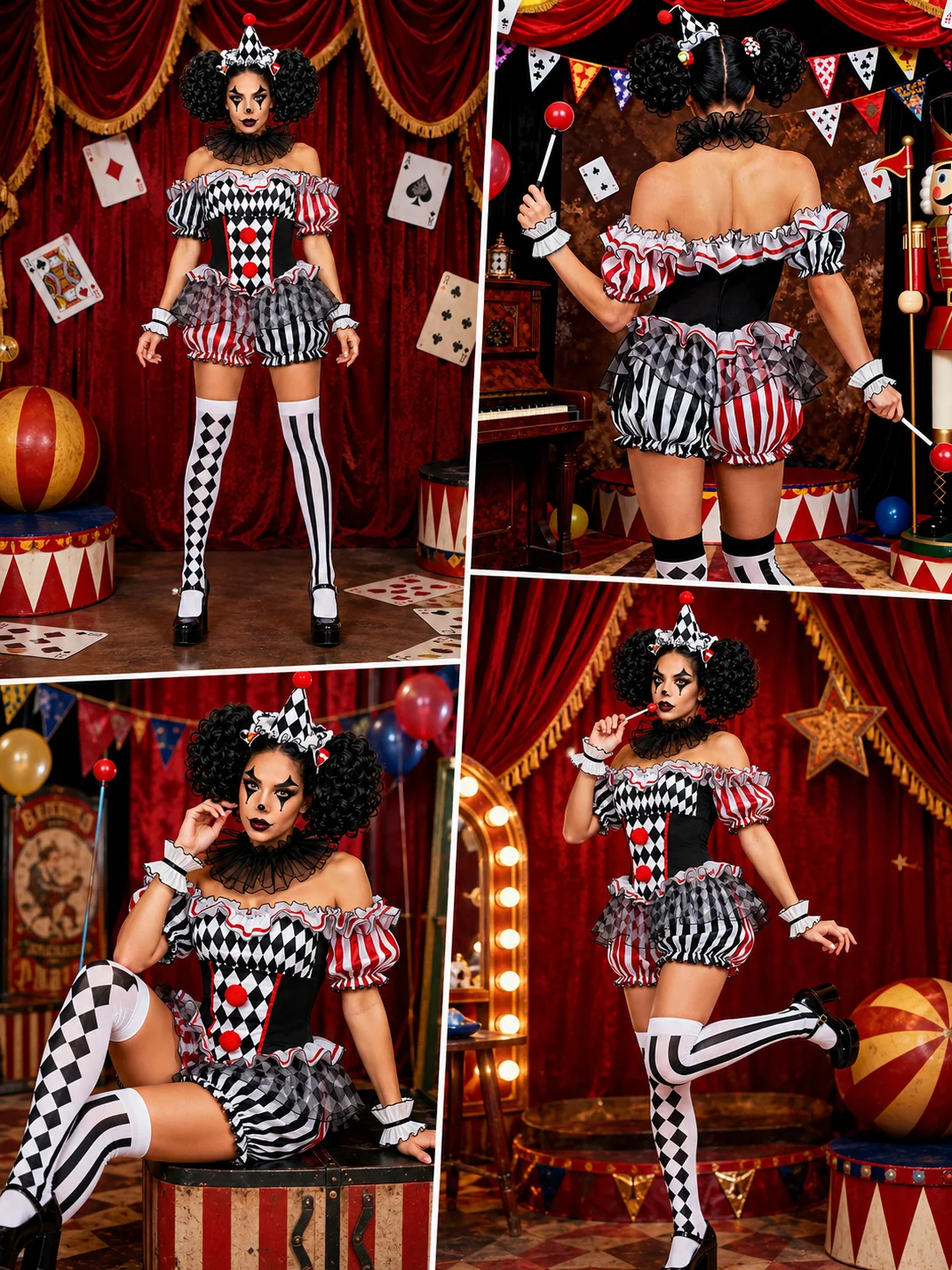 Womens Halloween Evil Clown Costume Sexy Circus Cosplay 7 | PricZone Womens Halloween Evil Clown Costume Sexy Circus Cosplay 7 | PricZone