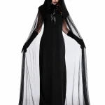 Hooded Sheer Mesh Cape Witch Costume for Women Sleeveless 1 | PricZone