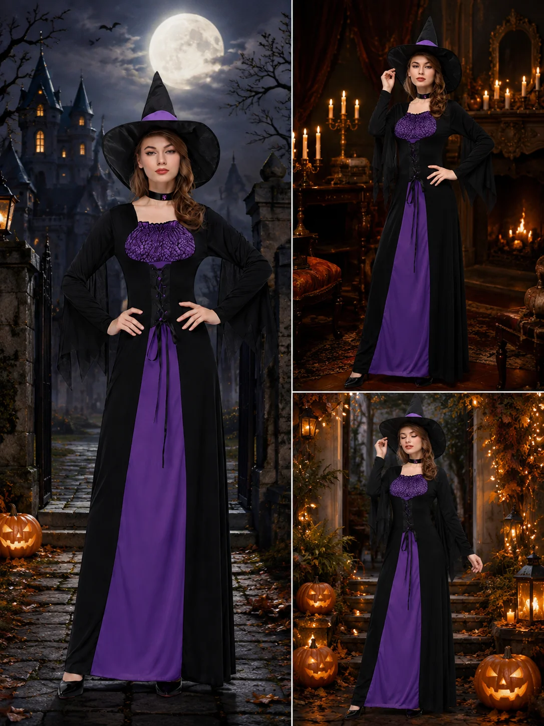 Women Classic Witch Costume Set Long Sleeve FloorLength 8 | PricZone Women Classic Witch Costume Set Long Sleeve FloorLength 8 | PricZone