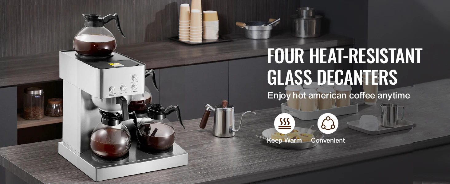 Succebuy Commercial Drip Coffee Maker with Glass Carafes 16