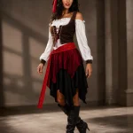 One Size Adult Women Pirate Costume Set Retro Buccaneer 4 | PricZone