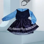 Girls Blue and Navy Color Block Lapel Dress Set with Rabbit 2 | PricZone