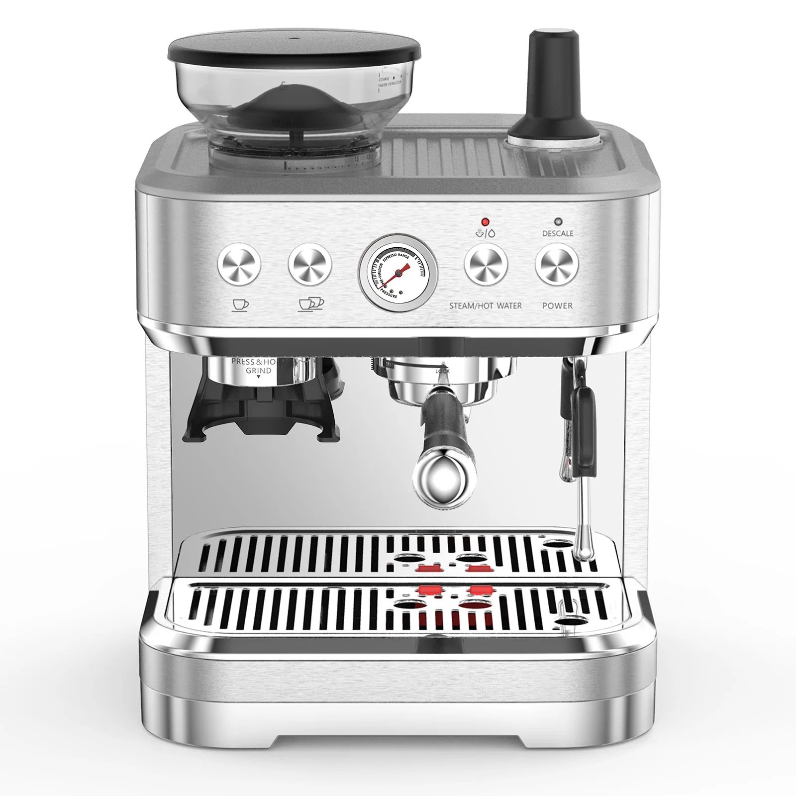 Espresso Machine with Grinder Stainless Steel 15 Bar Coffee 17