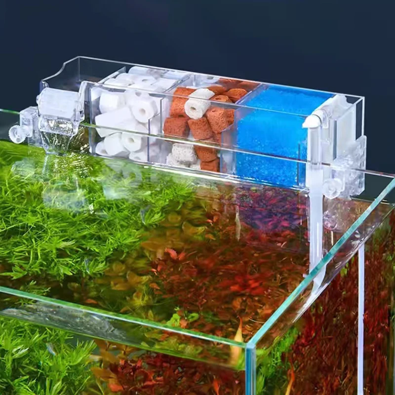Waterfall Fish Tank Filter Box Wall Mounted Built-In Silent 14