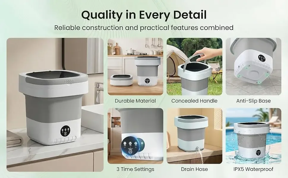 13L Washer with 3 Cleaning Modes Foldable Washing Machine 12