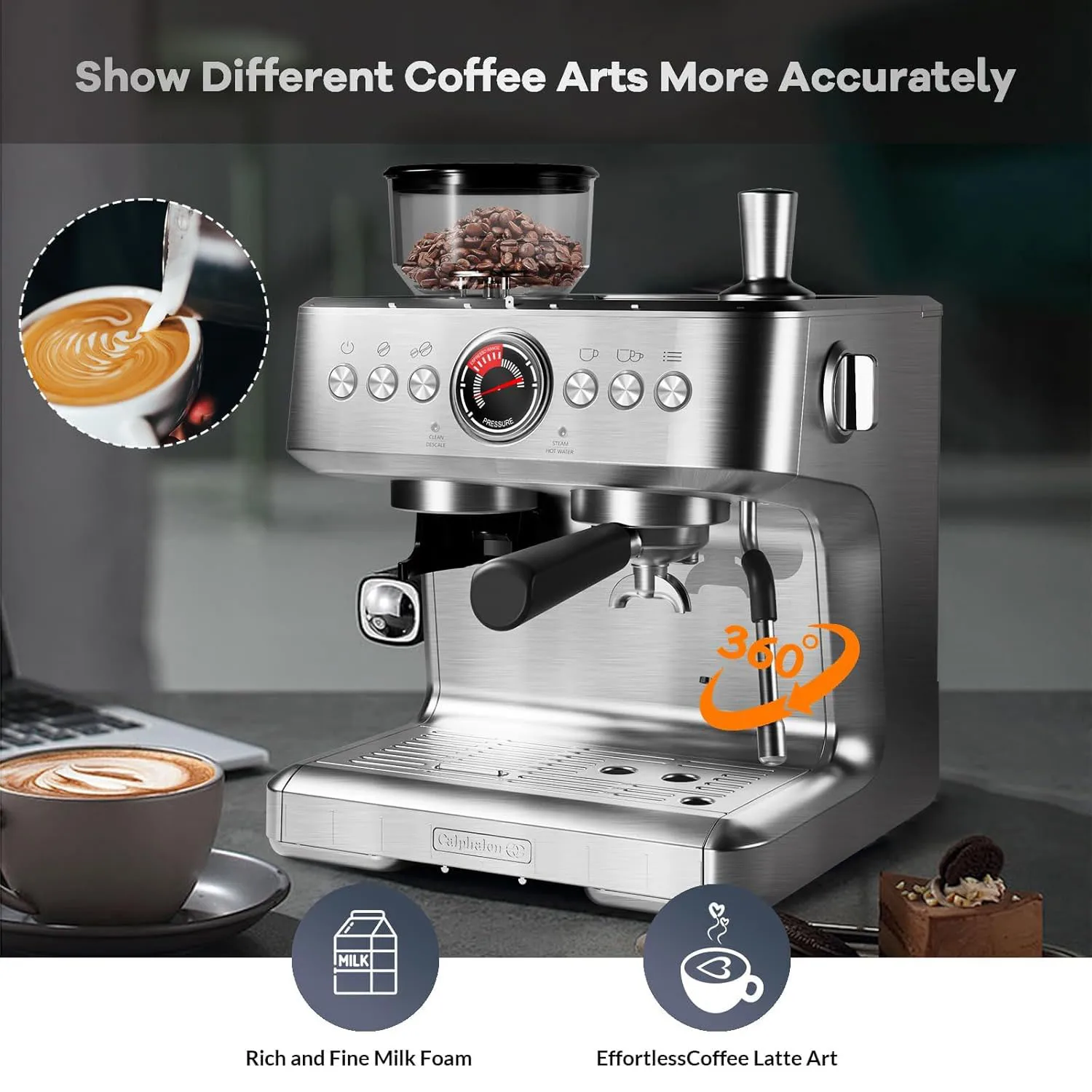 Espresso Coffee Machine BuiltIn Grinder 15 Precise Grind 3 | PricZone Espresso Coffee Machine Built In Grinder 15 Precise Grind 3 | PricZone
