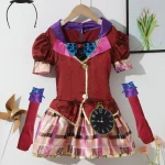 Girls Vintage Fancy Dress Costume Set Includes Plaid Skirt 3 | PricZone
