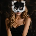 FluffyWhite Faux Fur Cat Animal HalfFace Mask Props 1 | PricZone