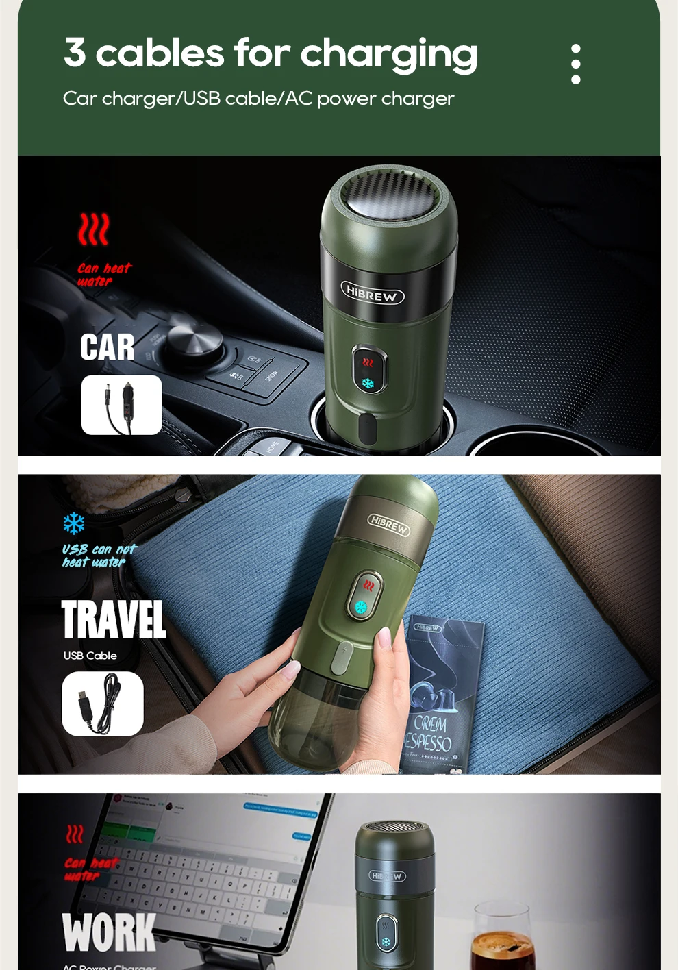 Hibrew Wireless Electric Espresso Coffee Machine for Car