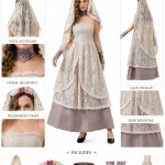 Womens Corpse Bride Cosplay Costume Beige Lace Layered Maxi 7 | PricZone Womens Corpse Bride Cosplay Costume Beige Lace Layered Maxi 7 | PricZone