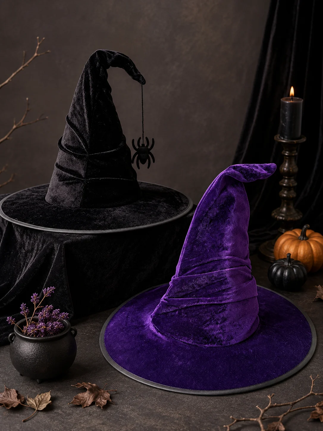 OneSize Unisex Ruched Velvet Witch Wizard Hat Curved Tip 7 | PricZone OneSize Unisex Ruched Velvet Witch Wizard Hat Curved Tip 7 | PricZone