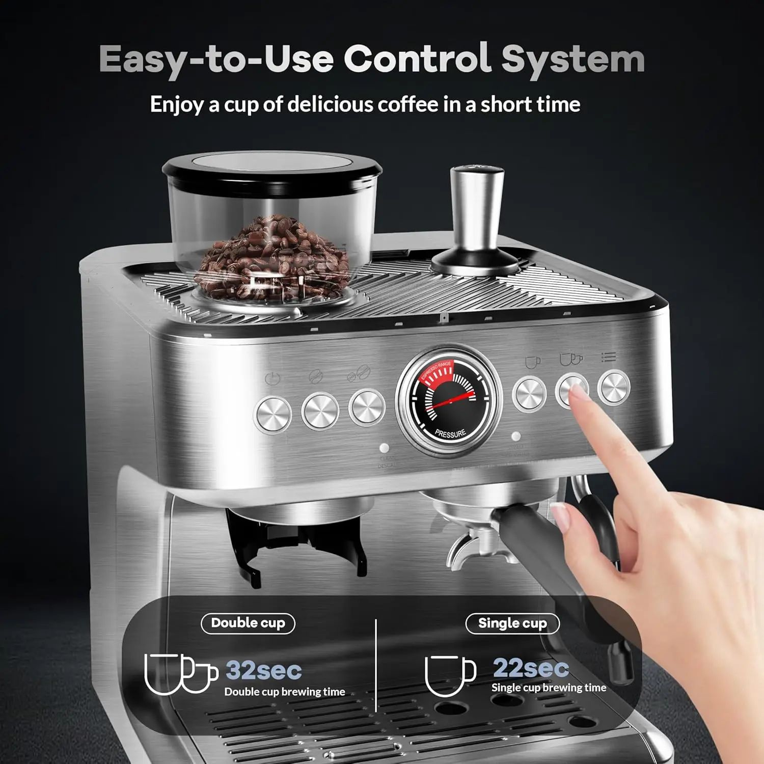 Espresso Coffee Machine BuiltIn Grinder 15 Precise Grind 6 | PricZone Espresso Coffee Machine Built In Grinder 15 Precise Grind 6 | PricZone