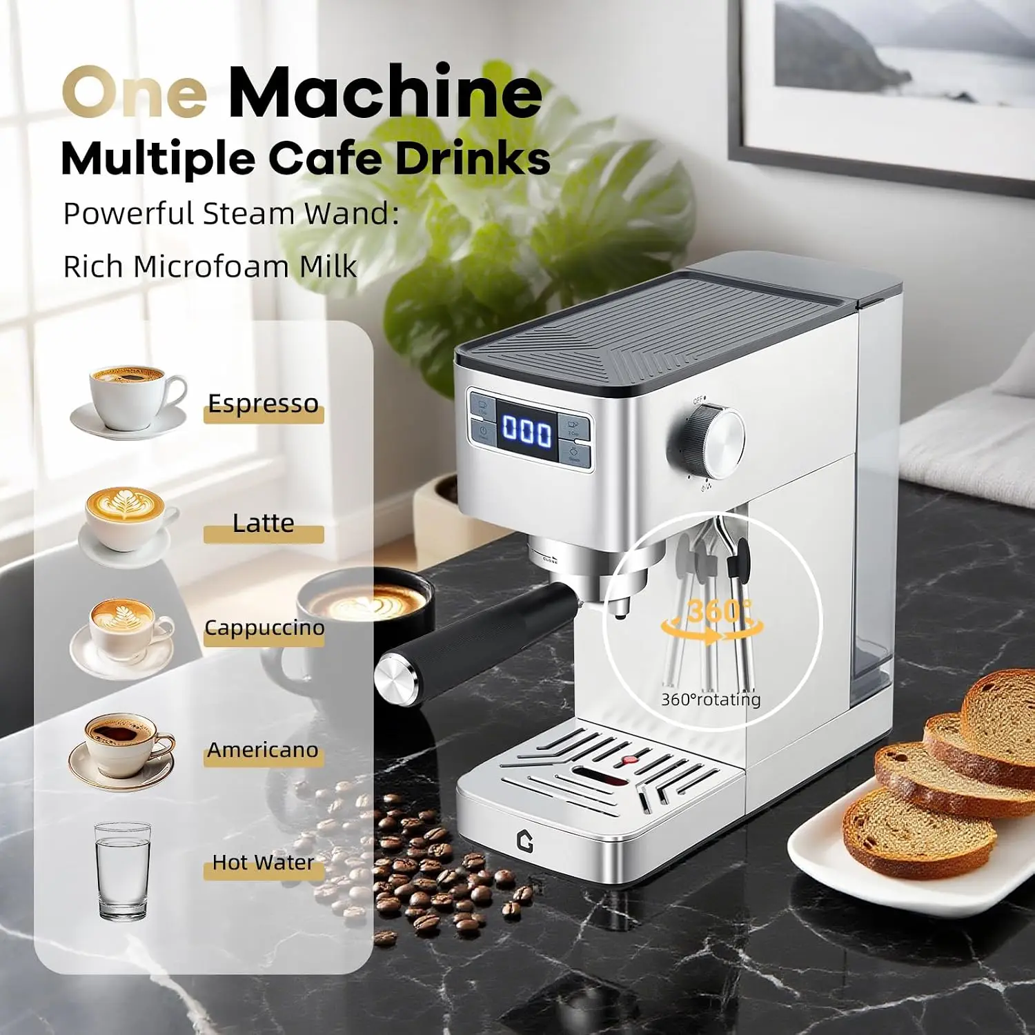 Garvee Compact 20 Bar Espresso Machine–Stainless Steel 19