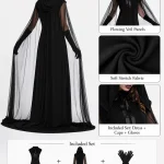 Hooded Sheer Mesh Cape Witch Costume for Women Sleeveless 6 | PricZone