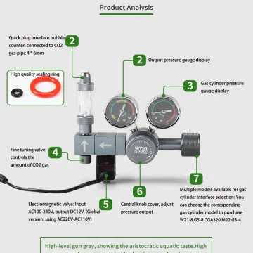 Aquarium Co2 Regulator Pressure Reducing Valve Bubble Meter 2