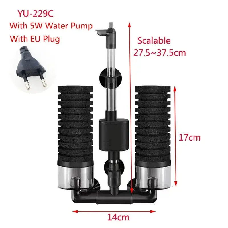 Aquarium Filter with Water Pump for Fish Tank Air Skimmer 12