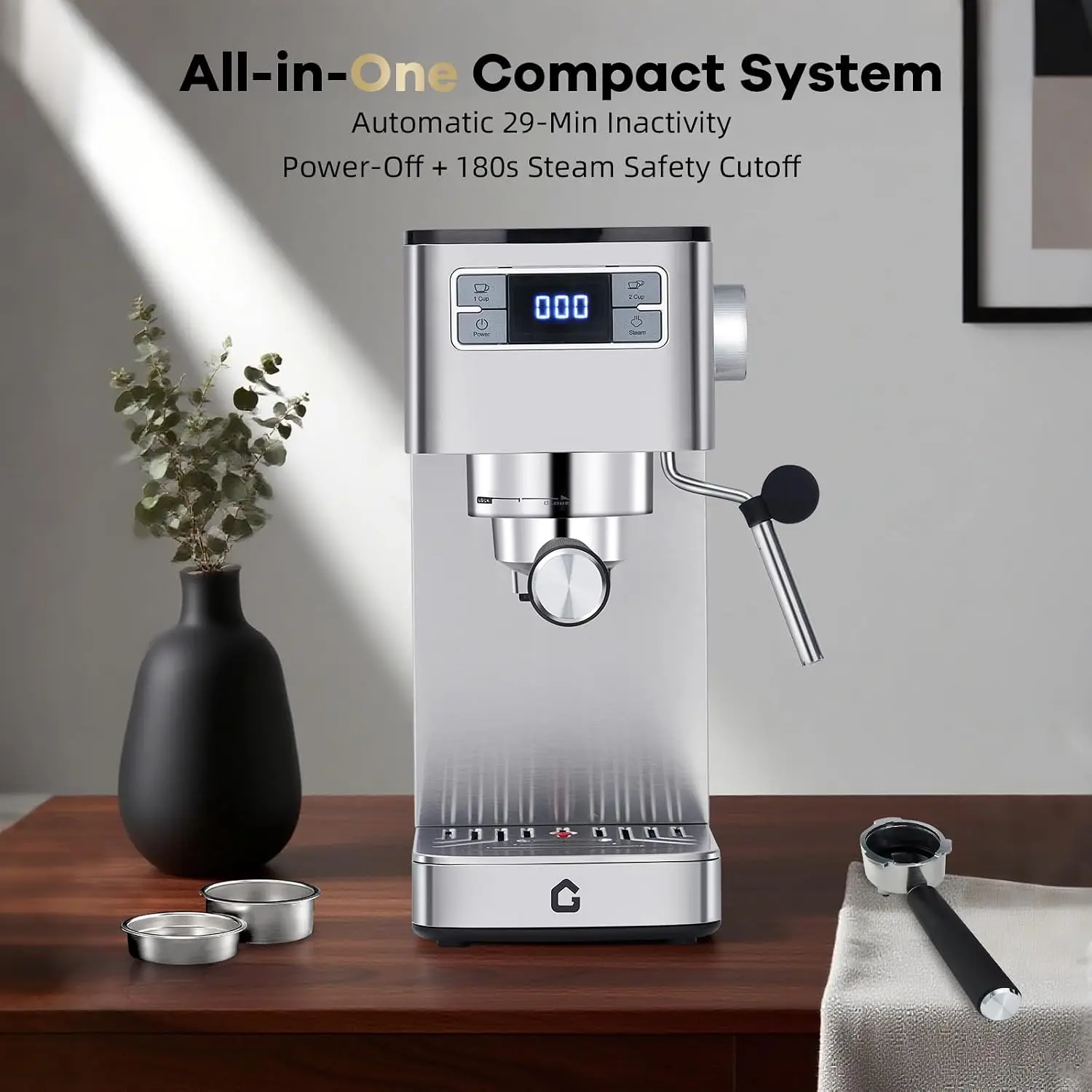 Garvee Compact 20 Bar Espresso Machine–Stainless Steel 18