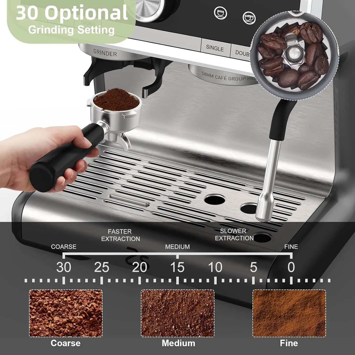 Espresso Coffee Machine with Grinder 20 Bar SemiAutomatic 4 | PricZone Espresso Coffee Machine with Grinder 20 Bar Semi Automatic 4 | PricZone