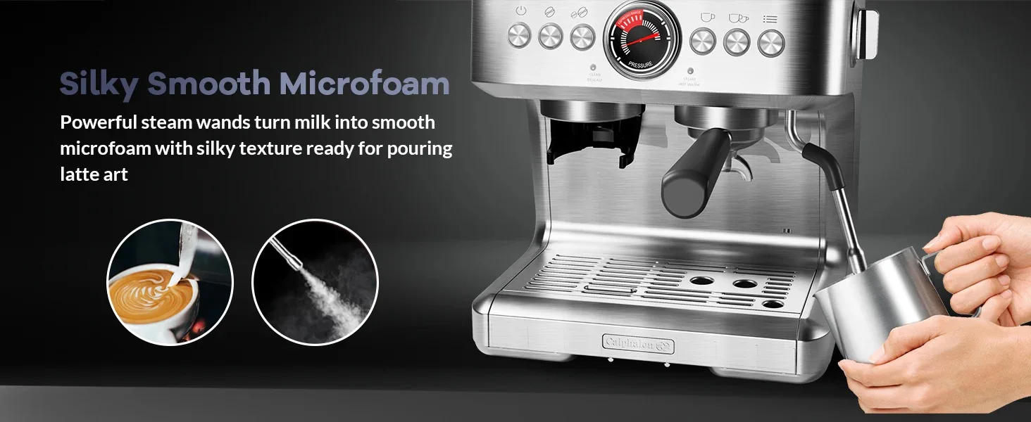 20 Bar Espresso Machine with Grinder Milk Frother Coffee 10