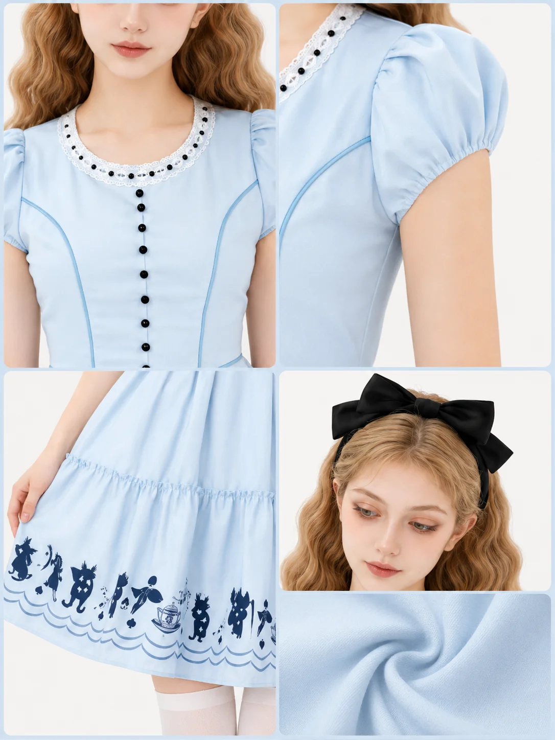 Women Alice Cosplay Lolita Dress Puff Short Sleeve Round 7 | PricZone Women Alice Cosplay Lolita Dress Puff Short Sleeve Round 7 | PricZone