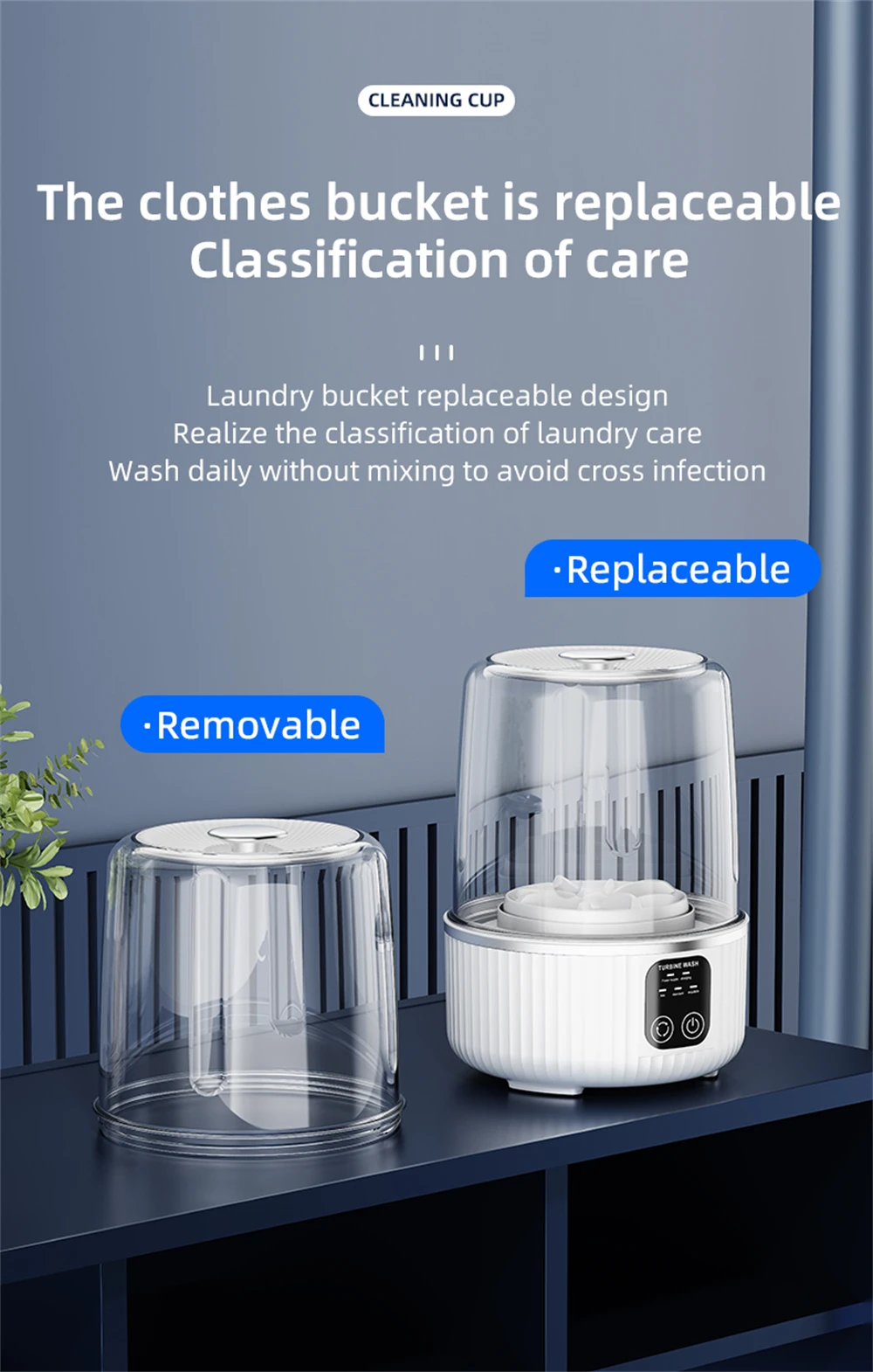 Rechargeable Cordless Laundry Washer 1.5L Waterproof 12