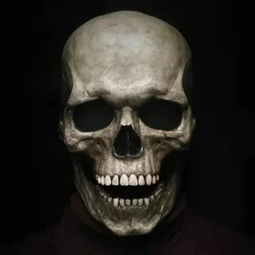 Movable Jaw Skull Mask Latex Full Head Horror Halloween 2