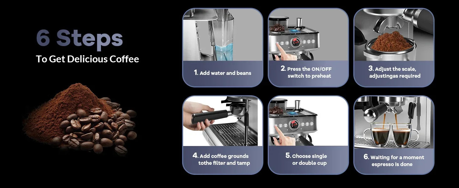 20 Bar Espresso Machine with Grinder Milk Frother Coffee 12