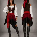 One Size Adult Women Pirate Costume Set Retro Buccaneer 3 | PricZone