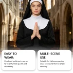 Women Nun Costume White Dress with Headscarf Halloween 3 | PricZone Women Nun Costume White Dress with Headscarf Halloween 3 | PricZone