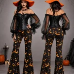 Womens Halloween Witch Cosplay Outfit Off Shoulder Sheer 8 | PricZone