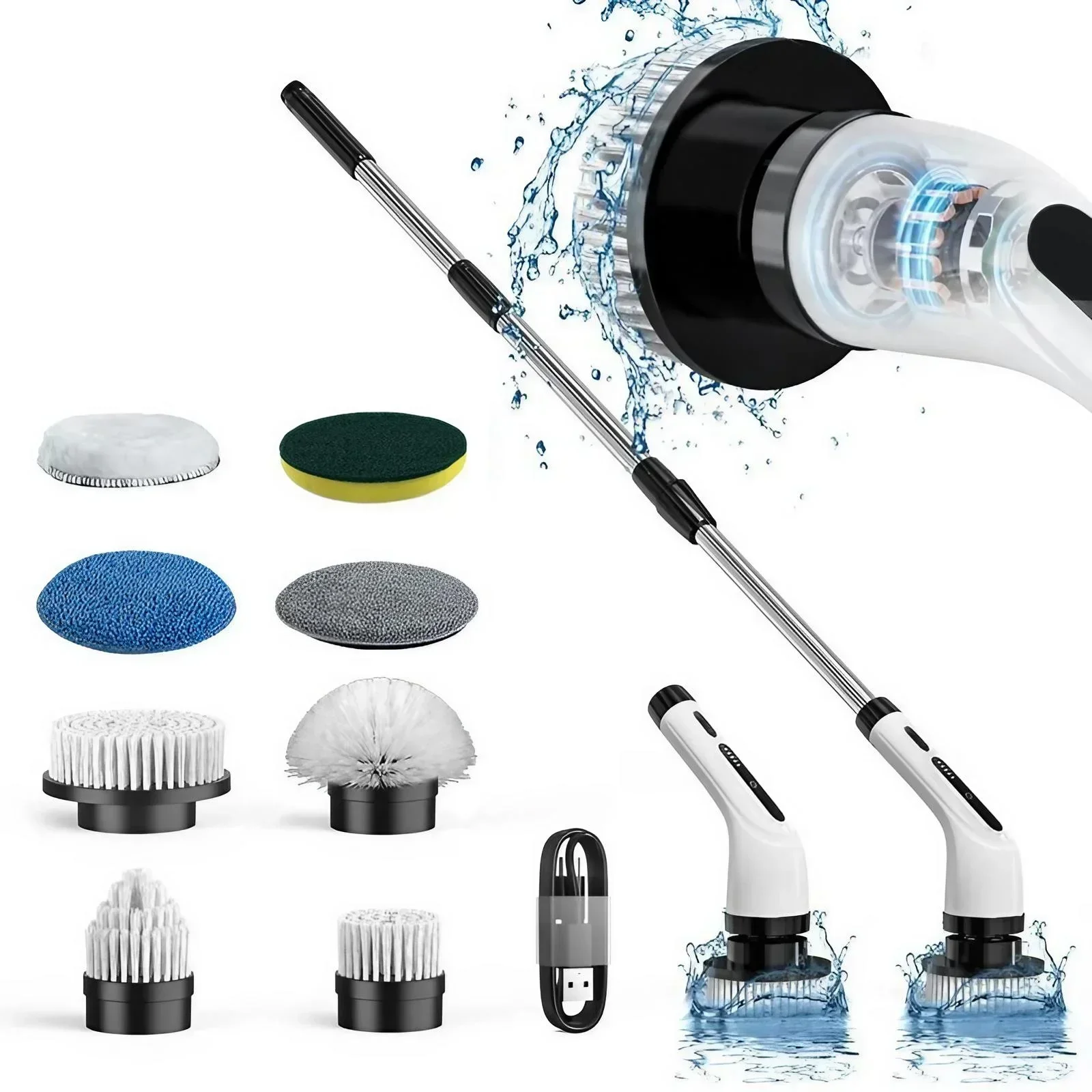 Electric Spin Scrubber Rechargeable Cordless with 3/9 Brushes 13
