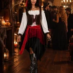 One Size Adult Women Pirate Costume Set Retro Buccaneer 5 | PricZone
