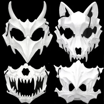Half-Face Skull Mask Demon Skeleton Wolf Dragon Tiger 2